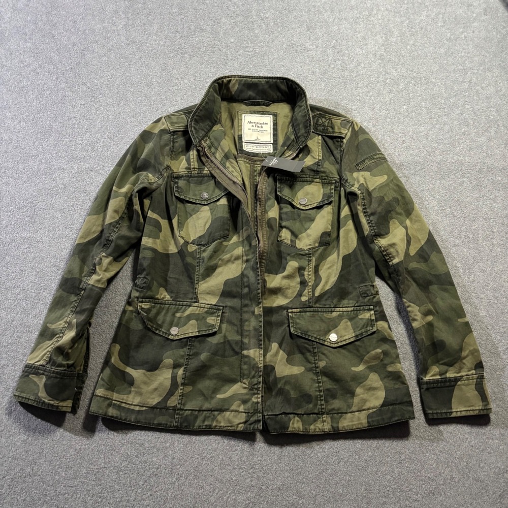 NWT Abercrombie & Fitch Utility Jacket Women's Large Green Camo Field Coat